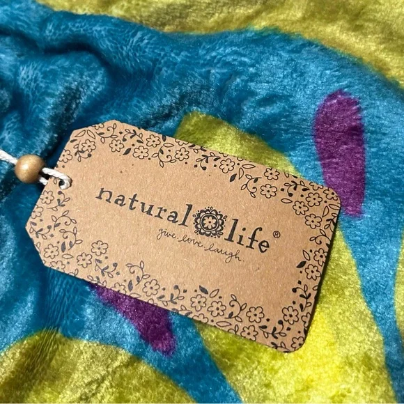 Natural Life Blue and Green Floral Towel Wrap & Hair wrap. - Picture 4 of 5